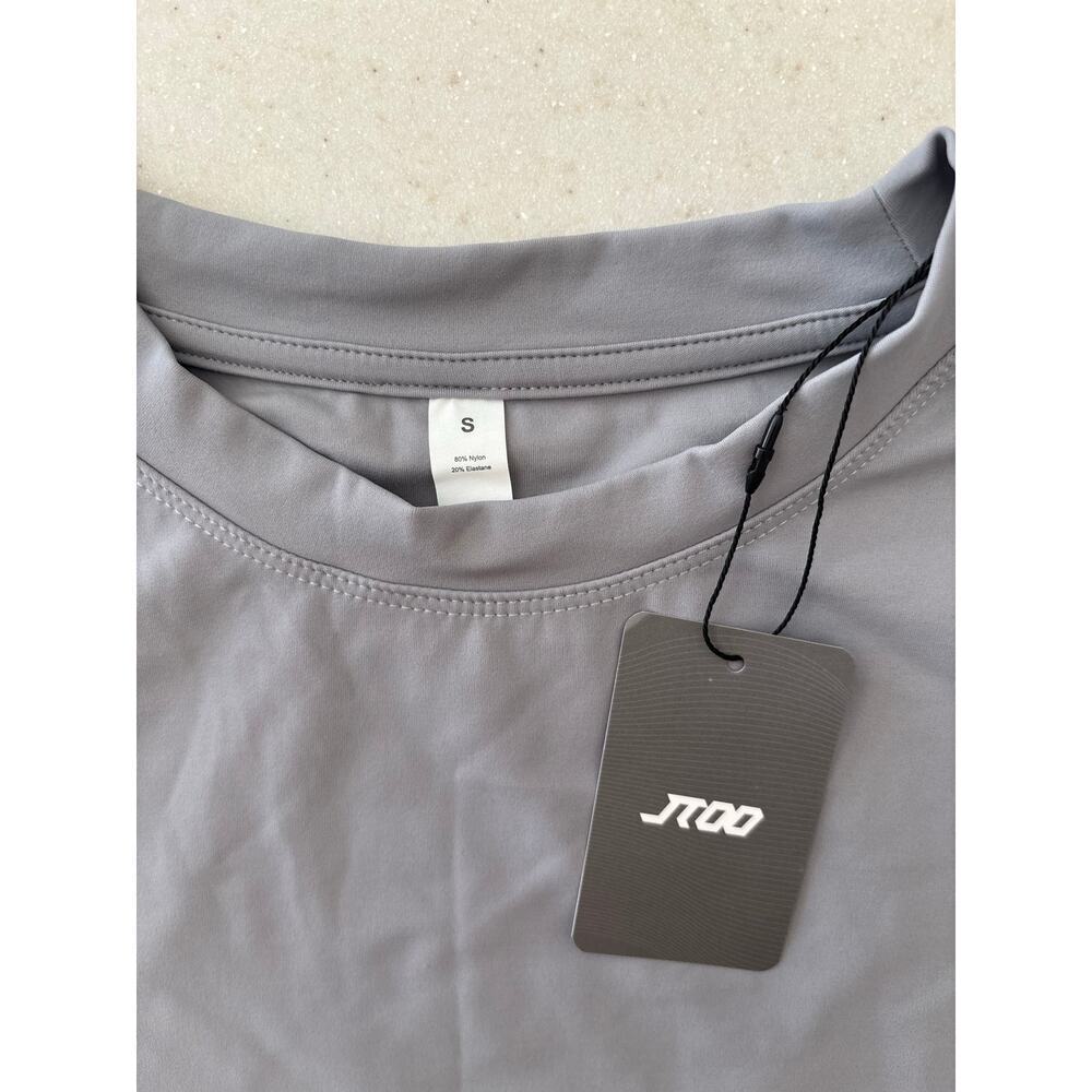 JTOO Gray Athletic Crop Top Women’s Small Short Sleeve Stretch Activewear NWT - Picture 5 of 9